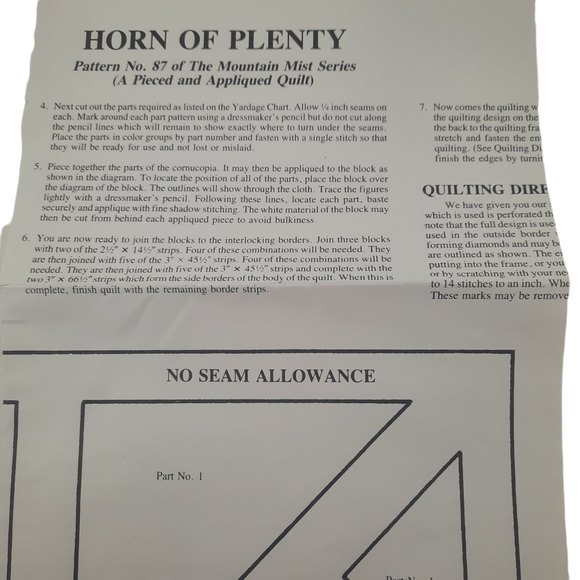 Mountain Mist Pieced Quilt Pattern Horn of Plenty & Jacobs Ladder w/ Template - Picture 6 of 6